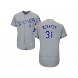 Men's Majestic Kansas City Royals #31 Ian Kennedy Grey Flexbase Authentic Collection MLB Jersey