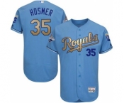 Men's Majestic Kansas City Royals #35 Eric Hosmer Authentic Light Blue 2015 World Series Champions Gold Program FlexBase MLB Jersey