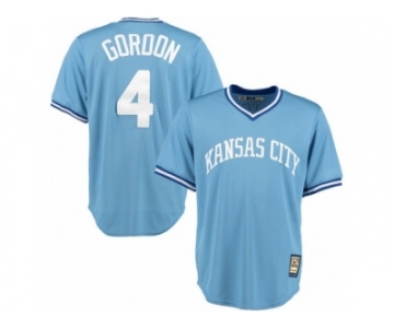 Men's Majestic Kansas City Royals #4 Alex Gordon Replica Light Blue Cooperstown MLB Jersey