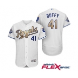 Men's Majestic Kansas City Royals #41 Danny Duffy Authentic White 2015 World Series Champions Gold Program FlexBase MLB Jersey