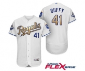 Men's Majestic Kansas City Royals #41 Danny Duffy Authentic White 2015 World Series Champions Gold Program FlexBase MLB Jersey