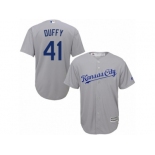 Men's Majestic Kansas City Royals #41 Danny Duffy Replica Grey Road Cool Base MLB Jersey