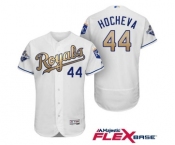 Men's Majestic Kansas City Royals #44 Luke Hochevar Authentic White 2015 World Series Champions Gold Program FlexBase MLB Jersey