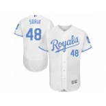 Men's Majestic Kansas City Royals #48 Joakim Soria Authentic White 2016 Father's Day Fashion Flex Base MLB Jersey