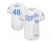 Men's Majestic Kansas City Royals #48 Joakim Soria Authentic White 2016 Father's Day Fashion Flex Base MLB Jersey