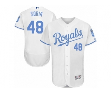 Men's Majestic Kansas City Royals #48 Joakim Soria Authentic White 2016 Father's Day Fashion Flex Base MLB Jersey