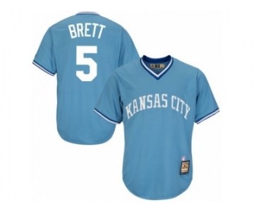 Men's Majestic Kansas City Royals #5 George Brett Replica Light Blue Cooperstown MLB Jersey