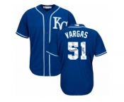 Men's Majestic Kansas City Royals #51 Jason Vargas Blue Authentic Blue Team Logo Fashion Cool Base MLB Jersey