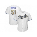 Men's Majestic Kansas City Royals #51 Jason Vargas Replica White Home Cool Base MLB Jersey