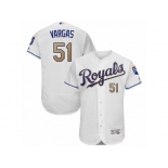 Men's Majestic Kansas City Royals #51 Jason Vargas White Flexbase Authentic Collection MLB Jersey