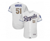 Men's Majestic Kansas City Royals #51 Jason Vargas White Flexbase Authentic Collection MLB Jersey