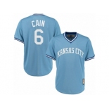 Men's Majestic Kansas City Royals #6 Lorenzo Cain Authentic Light Blue Cooperstown MLB Jersey