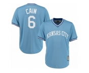 Men's Majestic Kansas City Royals #6 Lorenzo Cain Authentic Light Blue Cooperstown MLB Jersey