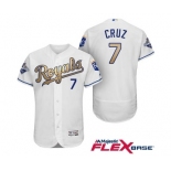 Men's Majestic Kansas City Royals #7 Tony Cruz Authentic White 2015 World Series Champions Gold Program FlexBase MLB Jersey