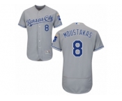 Men's Majestic Kansas City Royals #8 Mike Moustakas Grey Flexbase Authentic Collection MLB Jersey