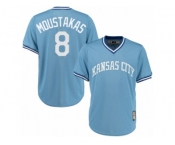 Men's Majestic Kansas City Royals #8 Mike Moustakas Replica Light Blue Cooperstown MLB Jersey