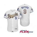 Men's Majestic Kansas City Royals #9 Drew Butera Authentic White 2015 World Series Champions Gold Program FlexBase MLB Jersey