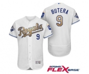 Men's Majestic Kansas City Royals #9 Drew Butera Authentic White 2015 World Series Champions Gold Program FlexBase MLB Jersey