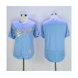 Men's Majestic Kansas City Royals Blank Authentic Light Blue 2015 World Series Champions Gold Program FlexBase MLB Jersey