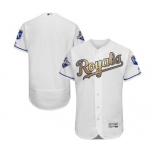 Men's Majestic Kansas City Royals Blank Authentic White 2015 World Series Champions Gold Program FlexBase MLB Jersey