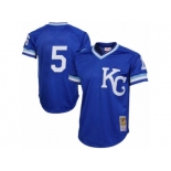 Men's Mitchell and Ness 1989 Kansas City Royals #5 George Brett Authentic Royal Blue Throwback MLB Jersey