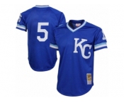 Men's Mitchell and Ness 1989 Kansas City Royals #5 George Brett Authentic Royal Blue Throwback MLB Jersey