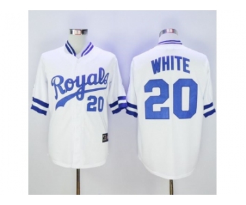 Mitchell And Ness Kansas City Royals #20 Frank White White Throwback Stitched Baseball Jersey