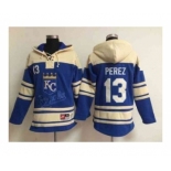 mlb jerseys kansas city royals #13 perez blue[pullover hooded sweatshirt]