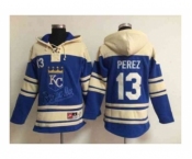 mlb jerseys kansas city royals #13 perez blue[pullover hooded sweatshirt]