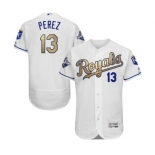 mlb jerseys kansas city royals #13 perez white world series champions gold