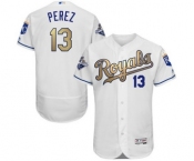 mlb jerseys kansas city royals #13 perez white world series champions gold