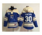 mlb jerseys kansas city royals #30 ventura blue[pullover hooded sweatshirt]