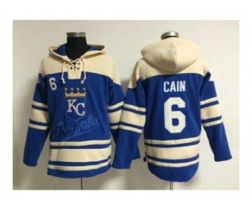 mlb jerseys kansas city royals #6 cain blue[pullover hooded sweatshirt]