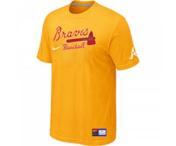 MLB Atlanta Braves Yellow Nike Short Sleeve Practice T-Shirt