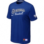 MLB Milwaukee Brewers Blue Nike Short Sleeve Practice T-Shirt