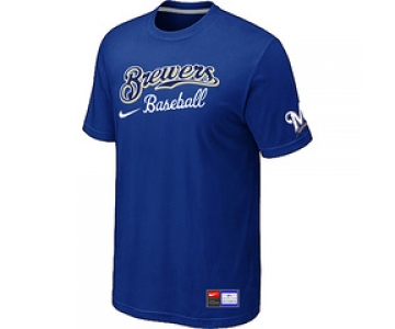 MLB Milwaukee Brewers Blue Nike Short Sleeve Practice T-Shirt