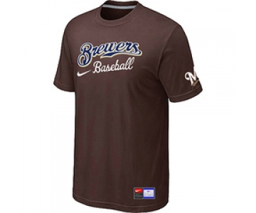 MLB Milwaukee Brewers Brown Nike Short Sleeve Practice T-Shirt