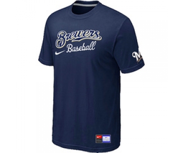 MLB Milwaukee Brewers D.Blue Nike Short Sleeve Practice T-Shirt