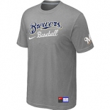 MLB Milwaukee Brewers L.Grey Nike Short Sleeve Practice T-Shirt