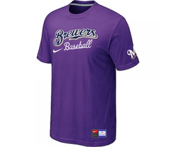 MLB Milwaukee Brewers Purple Nike Short Sleeve Practice T-Shirt