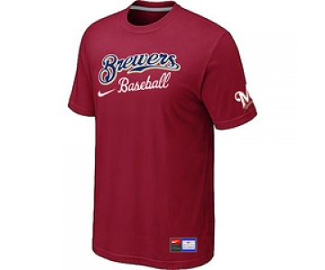 MLB Milwaukee Brewers Red Nike Short Sleeve Practice T-Shirt