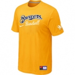 MLB Milwaukee Brewers Yellow Nike Short Sleeve Practice T-Shirt