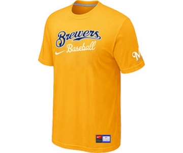 MLB Milwaukee Brewers Yellow Nike Short Sleeve Practice T-Shirt