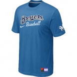 MLB Milwaukee Brewers light Blue Nike Short Sleeve Practice T-Shirt