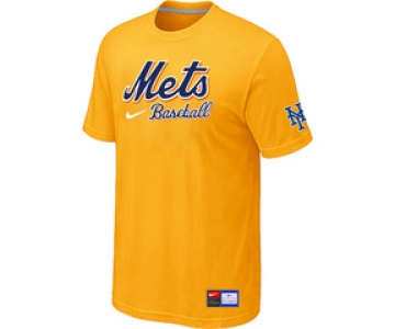 MLB New York Mets Yellow Nike Short Sleeve Practice T-Shirt