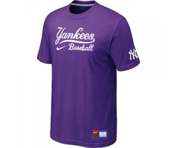 MLB New York Yankees Purple Nike Short Sleeve Practice T-Shirt