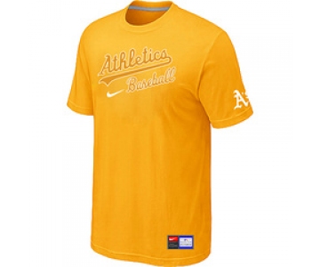 MLB Oakland Athletics Yellow Nike Short Sleeve Practice T-Shirt