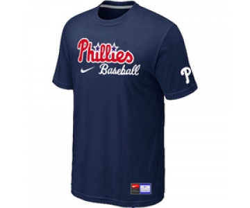 MLB Philadelphia Phillies Nike Short Sleeve Practice T-Shirt D.Blue