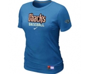 Women MLB Arizona Diamondbacks Crimson L.blue Nike Short Sleeve Practice T-Shirt