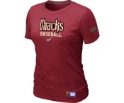 Women MLB Arizona Diamondbacks Crimson Red Nike Short Sleeve Practice T-Shirt